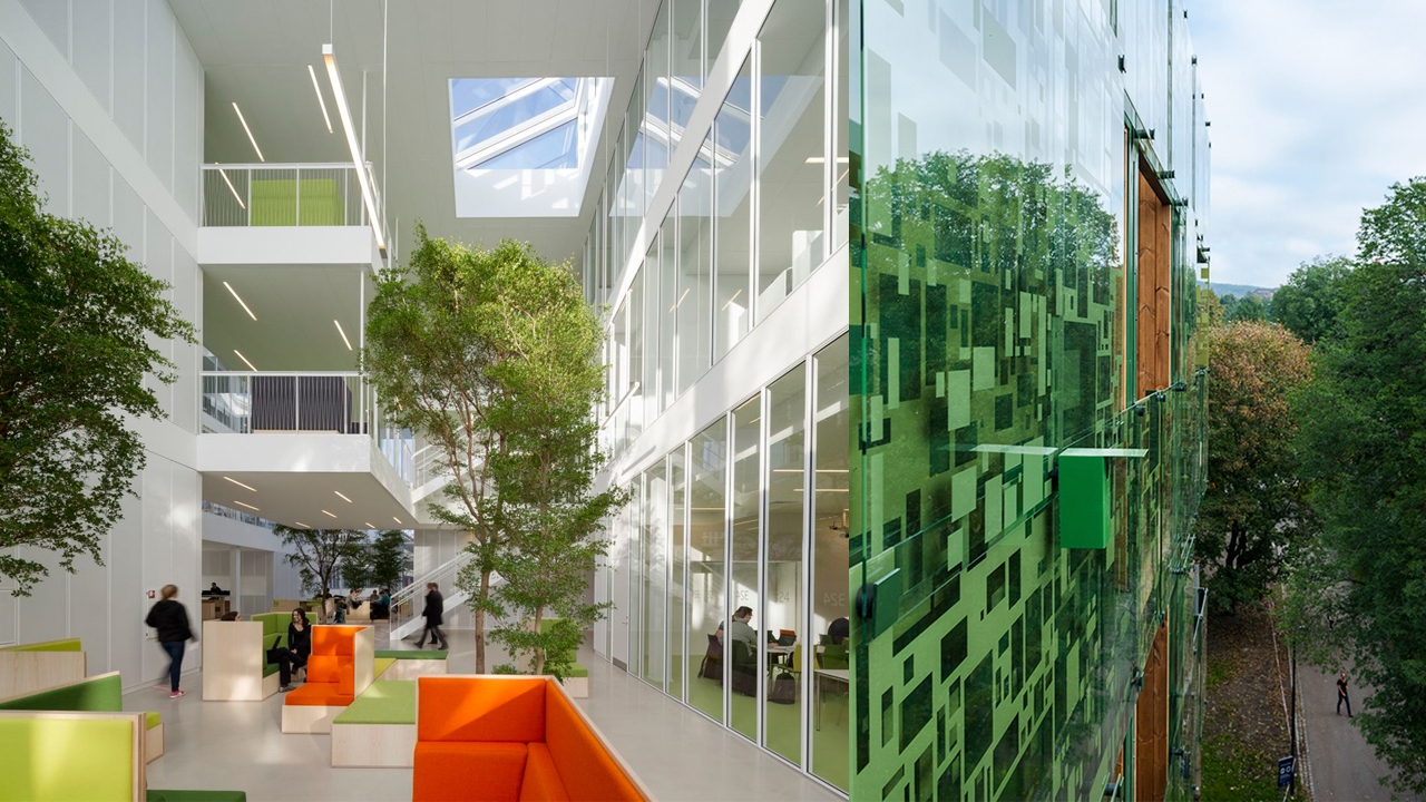 Building interior and exterior.