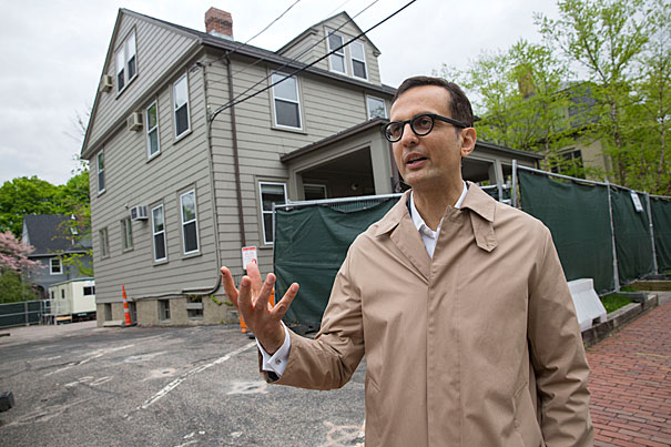Professor Ali Malkawi, Professor of Architectural Technology; Director of Harvard Center for Green Buildings and Cities is seen at 20 Sumner Road, a house he is retrofitting to become an ultra-efficient building that will be the home of the Harvard Center for Green Buildings and Cities.