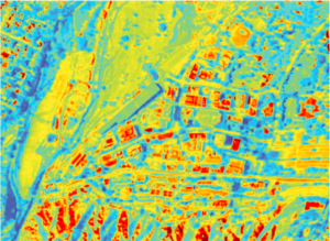Thermal image of a city.