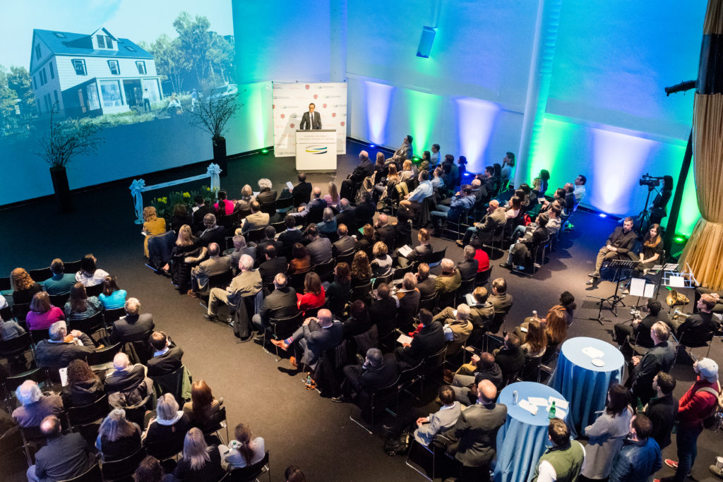 Ali Malkawi, Founding Director of the Harvard Center for Green Buildings and Cities, speaking to the audience at the HouseZero Typology Symposium.
