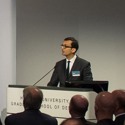 Ali Malkawi speaking at the Harvard CGBC 2014 Inaugural Challenge Conference.