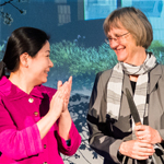 Drew Gilpin Faust speaking with another person at the HouseZero Typology Symposium.